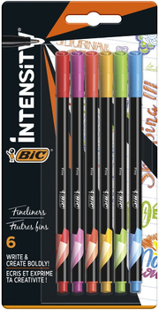 Cienkopisy Intensity Fine mix Rainbow BIC blister 6 kolorów