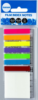 Zakładki indeksujące foliowe 7 neonowych kolorów z notesem i linijką