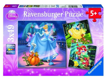 Puzzle 3x49 Królewna Śnieżka, Kopciuszek i Arielka Ravensburger