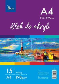 Blok A4 do akryli 190 g/m2 Tetis 15 arkuszy