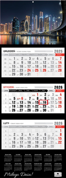 Kalendarz 2026 trójdzielny premium z wypukłą główką Dubai KT2 V88