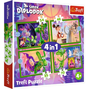 Puzzle 4w1 Świat Smoka Diplodoka 34663
