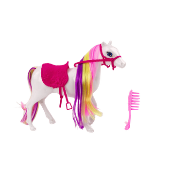 Koń zabawka z tęczową grzywą i grzebieniem dla dzieci rozwijający wyobraźni