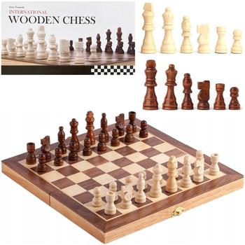 SZACHY DREWNIANE SKŁADANE GRA LOGICZNA DLA DZIECI I DOROSŁYCH PREZENT GRY