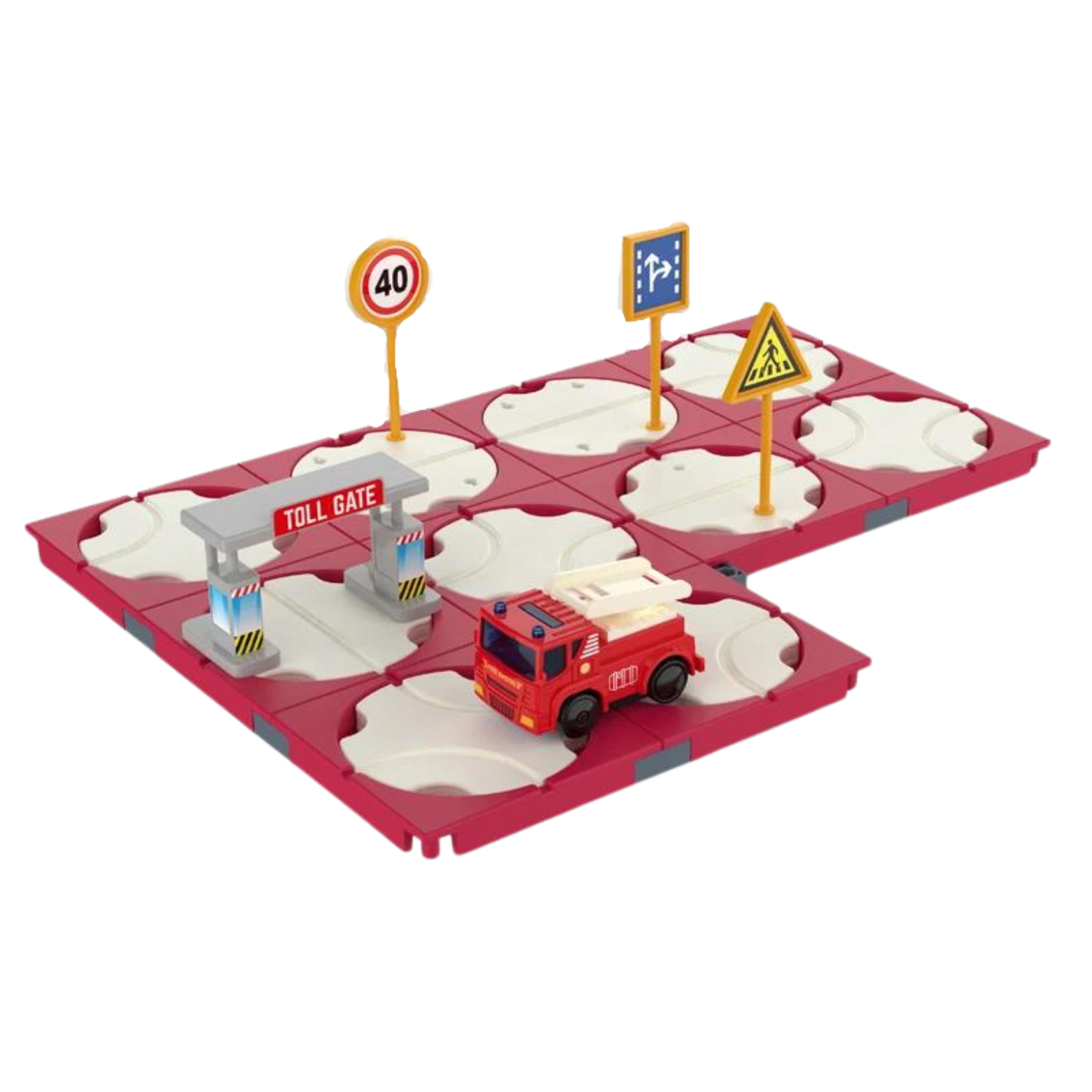 Zestaw Labirynt Drogowy Budowanie Trasy Pojazd Strażacki Znaki Drogowe