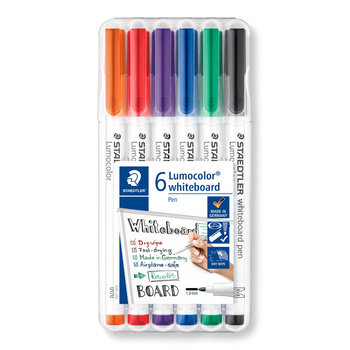 Marker Lumocolor whiteboard M 6 kol. w etui Staedtler