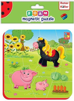 PIANKOWE PUZZLE MAGNETYCZNE ŚWINKA I KOŃ UKŁADANKA DLA DZIECI ROTER KAFER