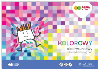 Blok rysunkowy kolorowy A3, 80g, 15 ark, Happy Color