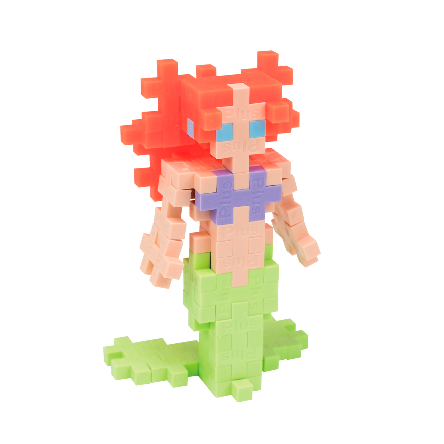 Dziecko bawiące się klockami Plus-Plus Syrena, prezentacja budowy 2D i 3D