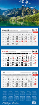Kalendarz 2026 trójdzielny premium z wypukłą główką Morskie oko KT2 V97