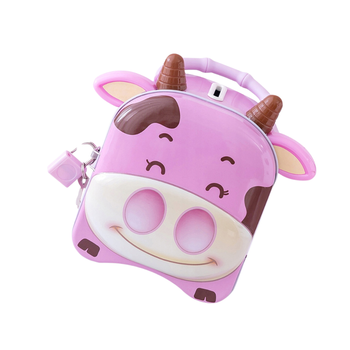 SKARBONKA NA KŁÓDKE DLA DZIEWCZYNKI PUSZKA KLUCZYK SKARBONKI DZIECI KROWA