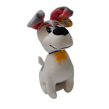 Piesek pluszowy z żółtą muszką średni miękki przytulanka dla dzieci