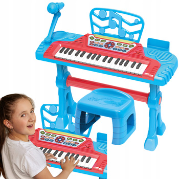 Elektroniczne Pianino Duży Zestaw Mikrofon Krzesełko Fortepian Dla Dzieci