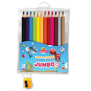 Kredki ołówkowe Jumbo okrągłe ASTRAKIDS Mini Mini - 12 kolorów + temperówka