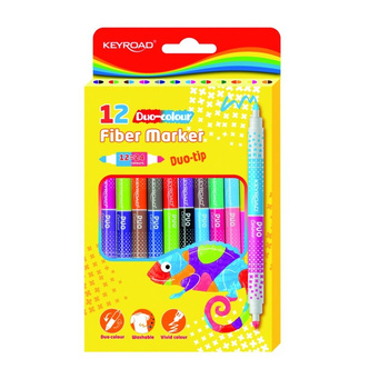 Flamastry KEYROAD dwustronne duo 12 sztuk 24 kolory
