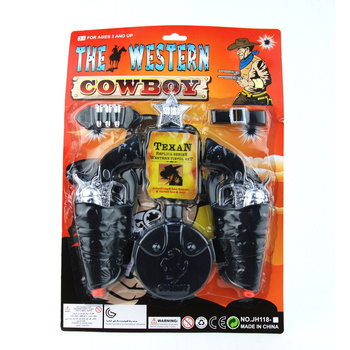Zestaw kowboja dla dzieci zabawkowy rewolwer odznaka kapelusz akcesoria