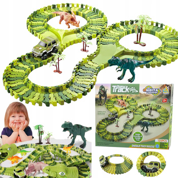 Tor Wyścigowy Dinozaury Zestaw Park Przeszkód Autko Figurki Klocki 120El