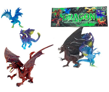 Zestaw Smoki Figurki 3 Sztuki Edukacyjna Zabawa dla Dzieci Fantasy