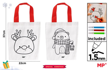 Torba świąteczna do malowania Renifer lub Miś z flamastrami 1szt.mix