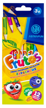 Kredki ołówkowe zapachowe trójkątne ASTRA FRUTOS - 12 kolorów