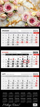 Kalendarz 2026 trójdzielny premium z wypukłą główką Vintage KT2 V85