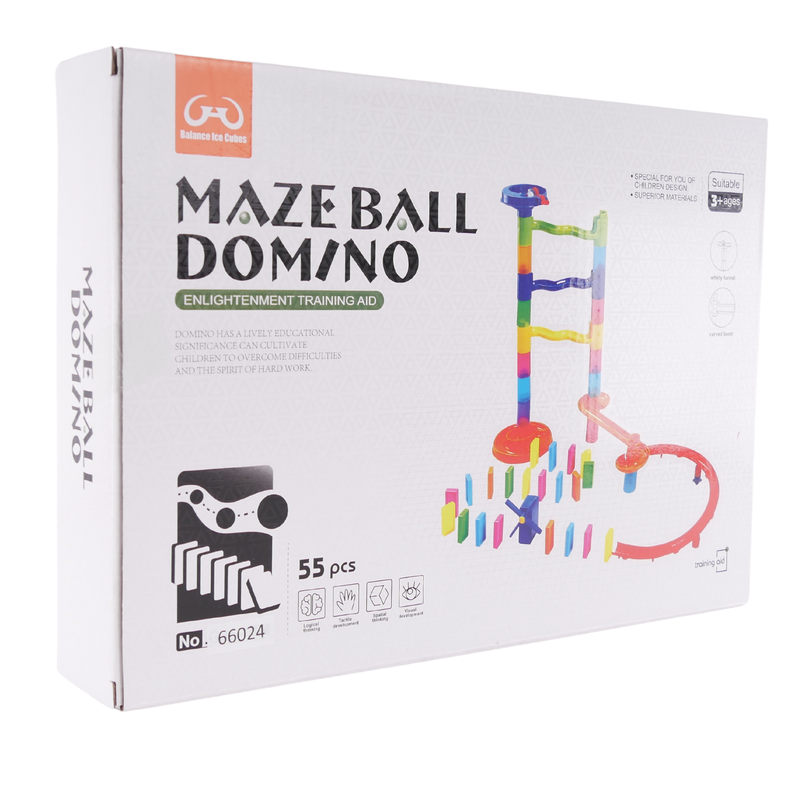 Mega Tor Kulkowy Domino Klocki 55 Elementów Zjeżdżalnie Pętle Serpentyny