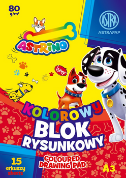 Blok kolorowy barwiony w masie  ASTRAPAP A3 80g 15 ark "Astrino"