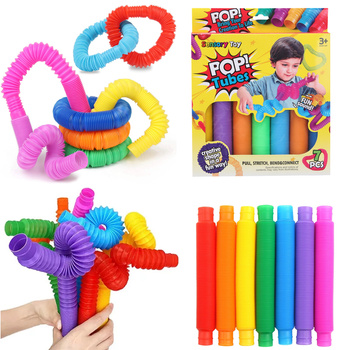 Rurki sensoryczne kolorowe 7 sztuk elastyczne zabawki edukacyjne