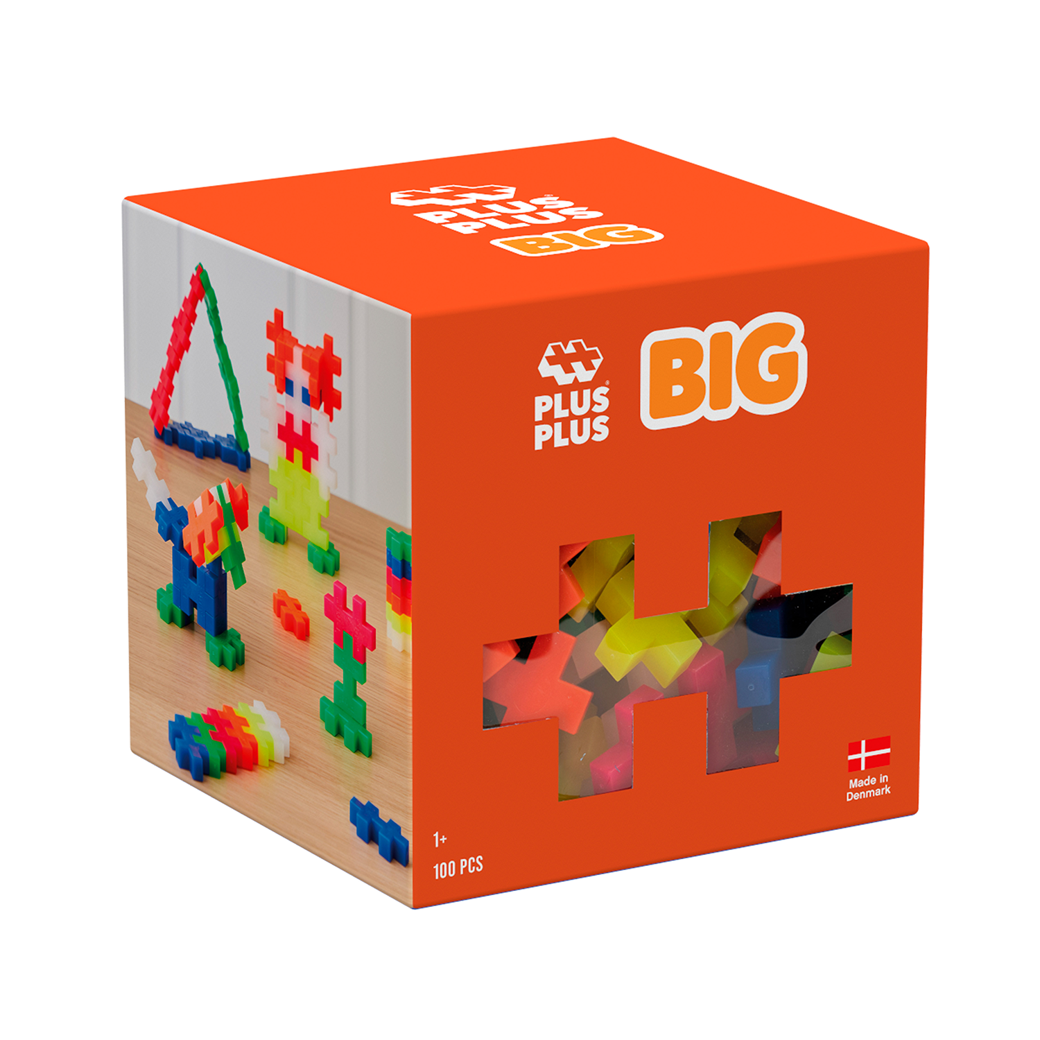 Zawartość zestawu Plus-Plus BIG neon - 100 dużych klocków w różnych kolorach