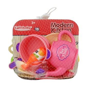 Zestaw naczyń plastikowych dla dzieci w siatce zabawkowe kuchnia 1sztuka