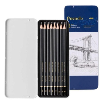 Ołówki do szkicowania Finenolo metalowe opakowanie 8szt.