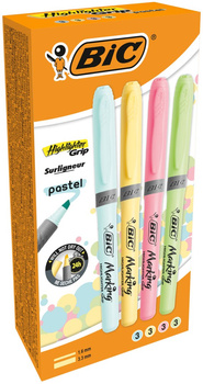 Zakreślacz pastel BIC Highlighter Grip mix 12 sztuk