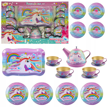 Zestaw Herbaciany Jednorożec Tacka Filiżanki Talerzyki Zabawka Prezent