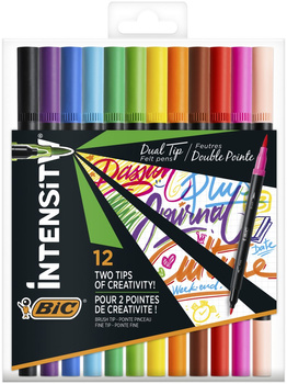 Pisak dwustronny Intensity Dual Tip BIC mix etui 12 kolorów