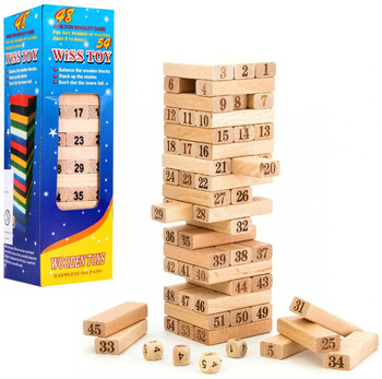 Gra Zręcznościowa Gra Towarzyska Rodzinna Drewniane Klocki Wieża 54 Klocki