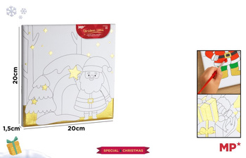 Płótno do malowania ze świątecznym motywem i złotymi elementami Mikołaj 20x20