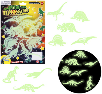 OZDOBY DINOZAURY FLUORESCENCYJNE FOSFORYZUJĄCE ŚWIECĄCE 8 SZTUK DO POKOJU