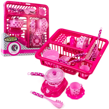 Zabawka Kuchnia Zestaw Naczyń Dla Dzieci Z Ociekaczem Prezent 24 El.