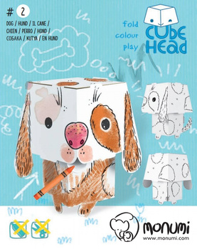 Pies cube head złóż i pokoloruj