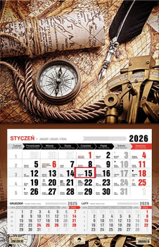 Kalendarz 2026 jednodzielny Antyczna mapa KTJ-3XL V.13