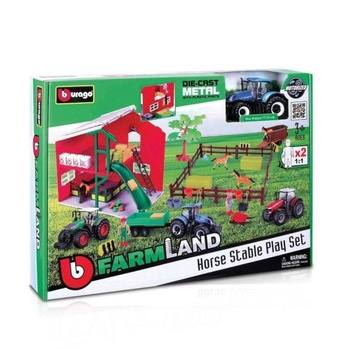 Horse Stable Playset Tractor BBURAGO BBurago
