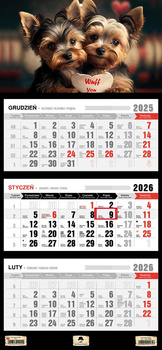 Kalendarz 2026 trójdzielny Pieski KT1-V.69