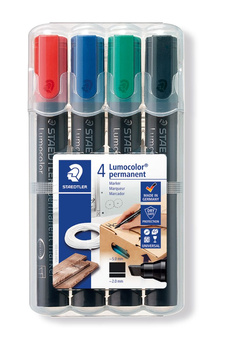 Marker Lumocolor wodoodporny ścięty 4 kol. (2 3 5 9) w etui box Staedtler