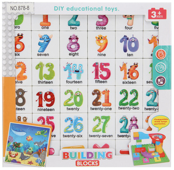 UKŁADANKA KLOCKI CYFERKI NAUKA ANGIELSKIEGO NAUKA LICZENIA 36 ELEMENTÓW