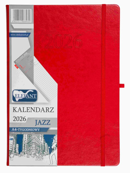 Kalendarz 2026 Jazz A4 tygodniowy czerwony