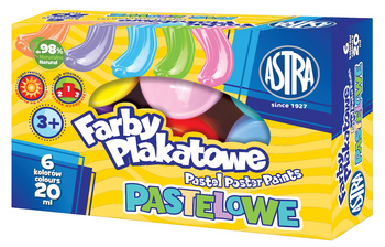 Farby plakatowe pastelowe Astra 6 kol x 20 ml STANDARD BOX