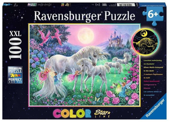 Puzzle 100 świecące - Jednorożce w blasku księżyca Ravensburger