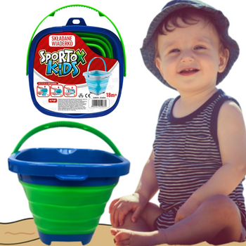 SKŁADANE WIADERKO SILIKOWNOWE DO PIASKU NA PLAŻĘ FOREMKA SPORTOX KIDS