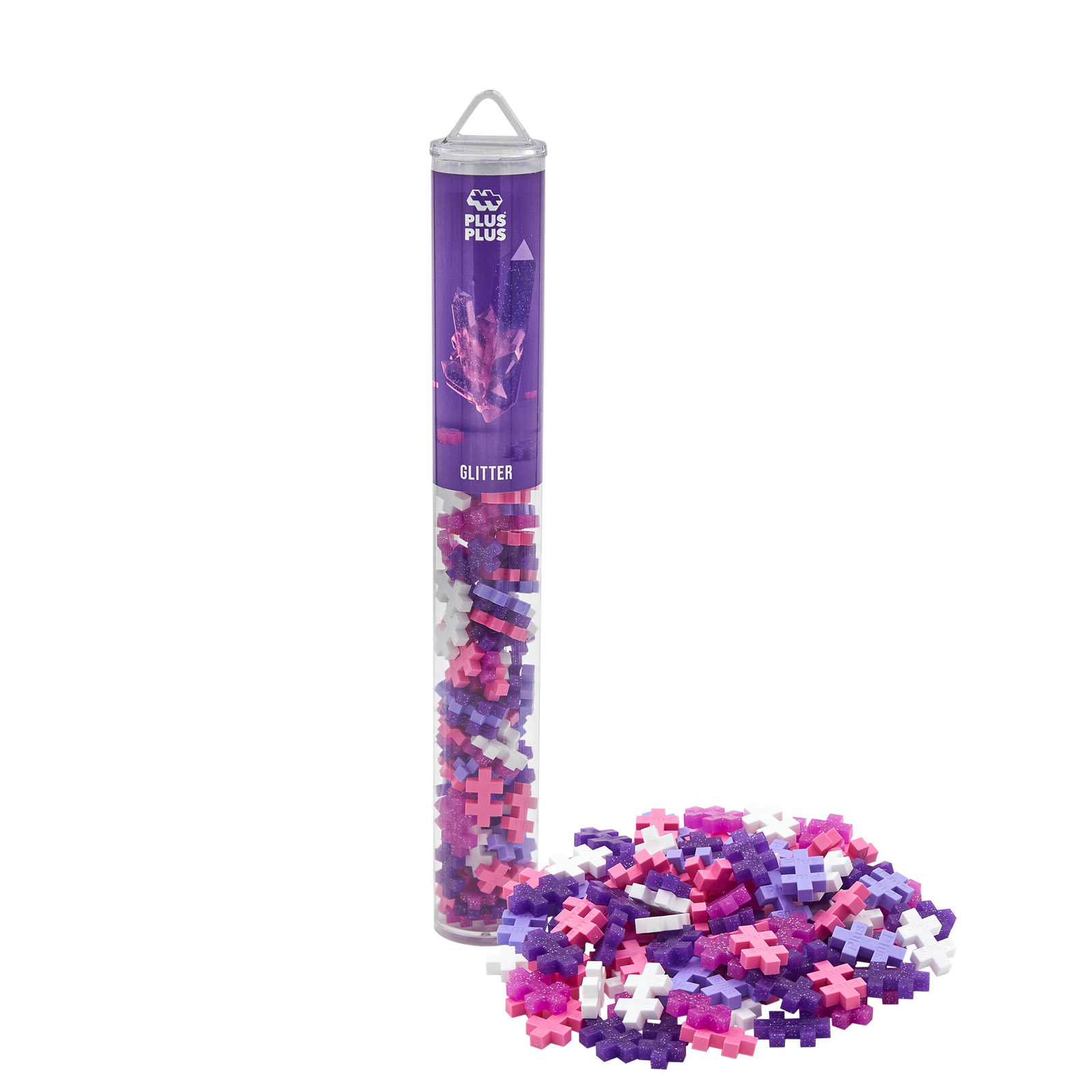 Przykładowa trójwymiarowa konstrukcja z brokatowych klocków Plus-Plus