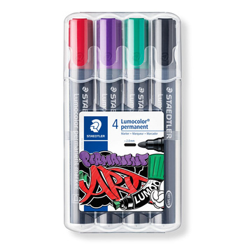 Marker Lumocolor ART wodoodporny okrągła końcówka 4 kol. w etui Staedtler